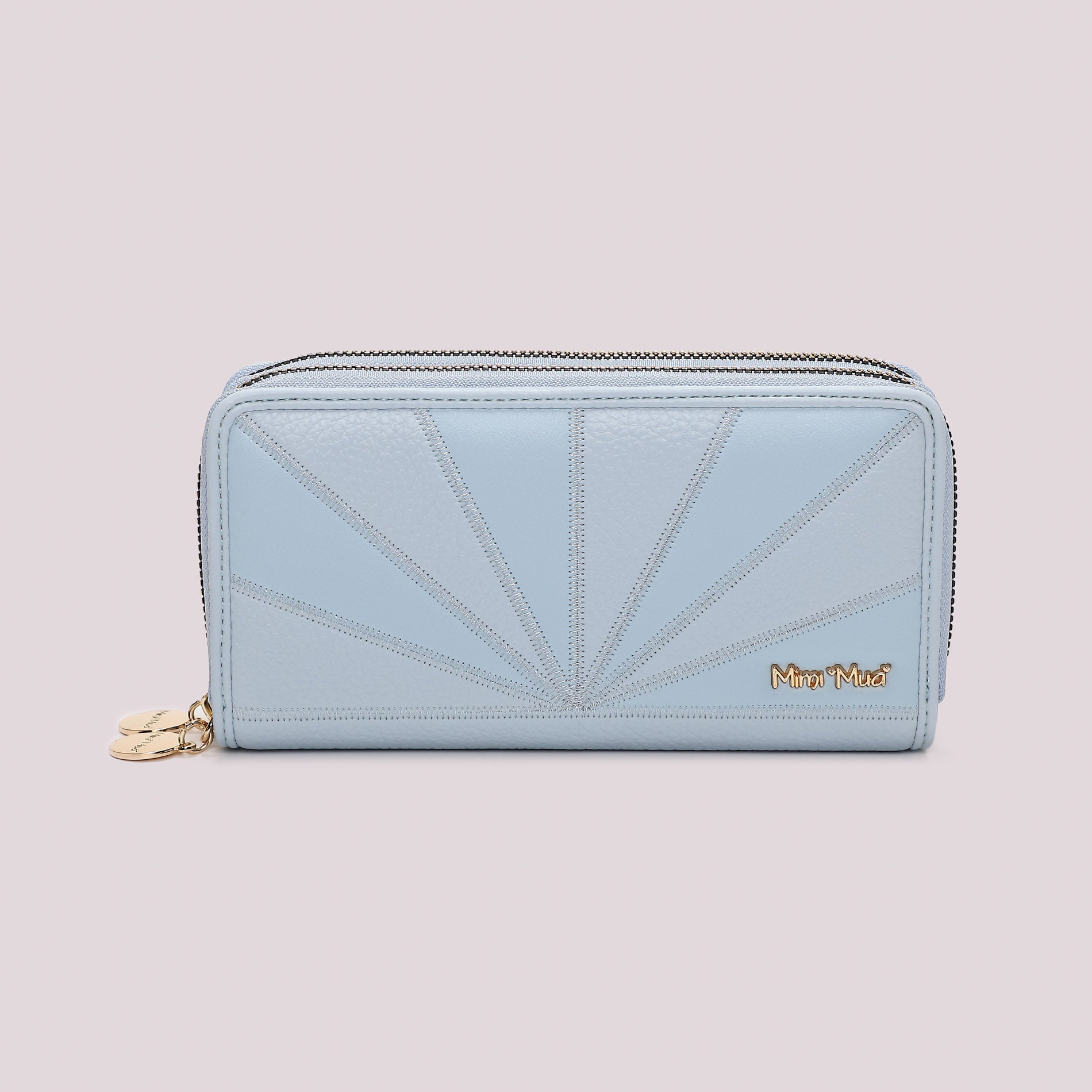Mimi Mua portafoglio donna grande con zip design geometrico AZZURRO TU | Giò Fashion