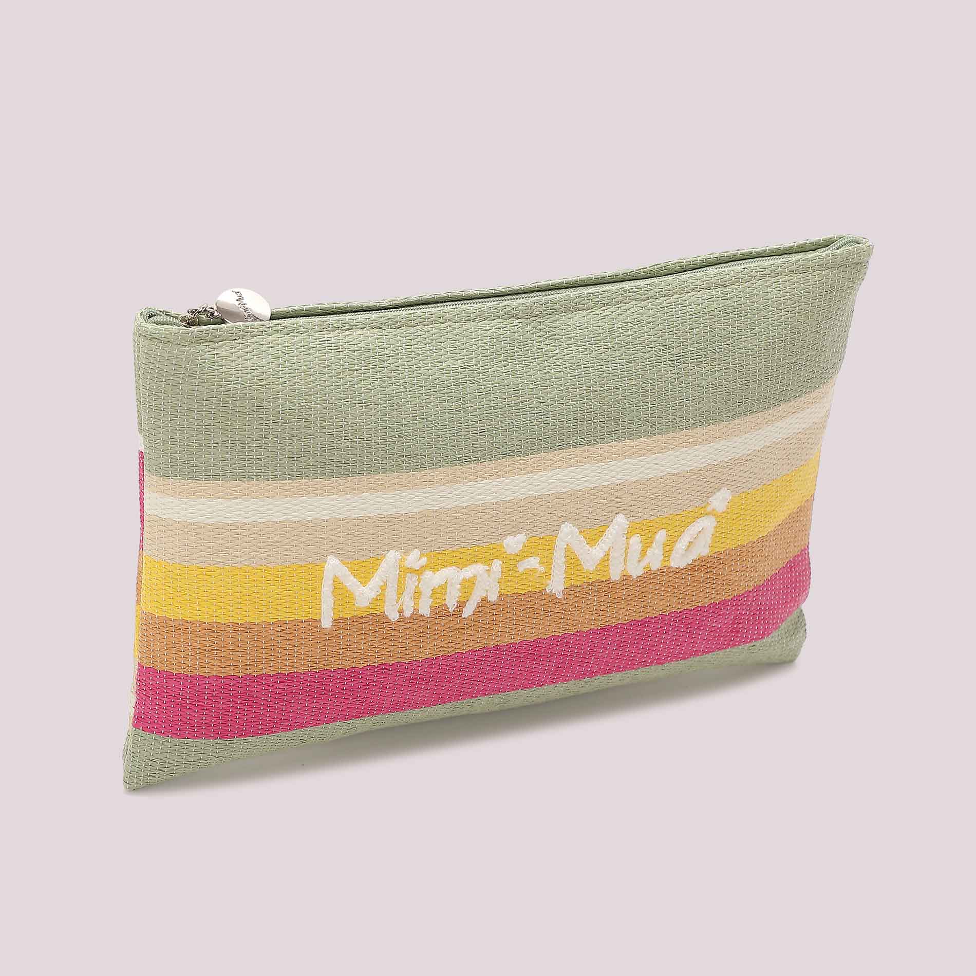 Mimi Mua pochette mare a righe multicolor con logo frontale