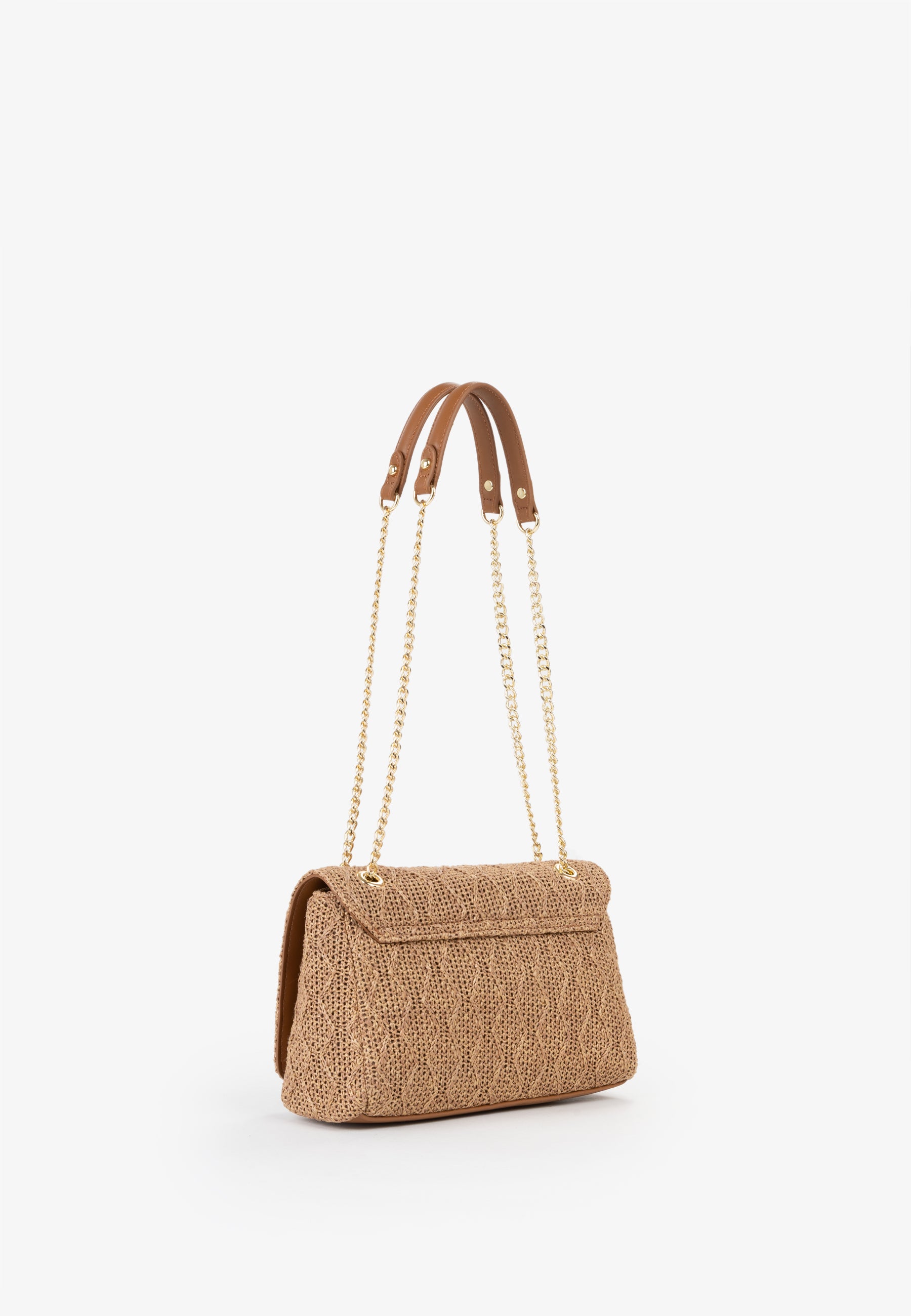 Borsa a spalla donna Mario Valentino con catena dorata e texture lavorata Cuoio TU | Giò Fashion
