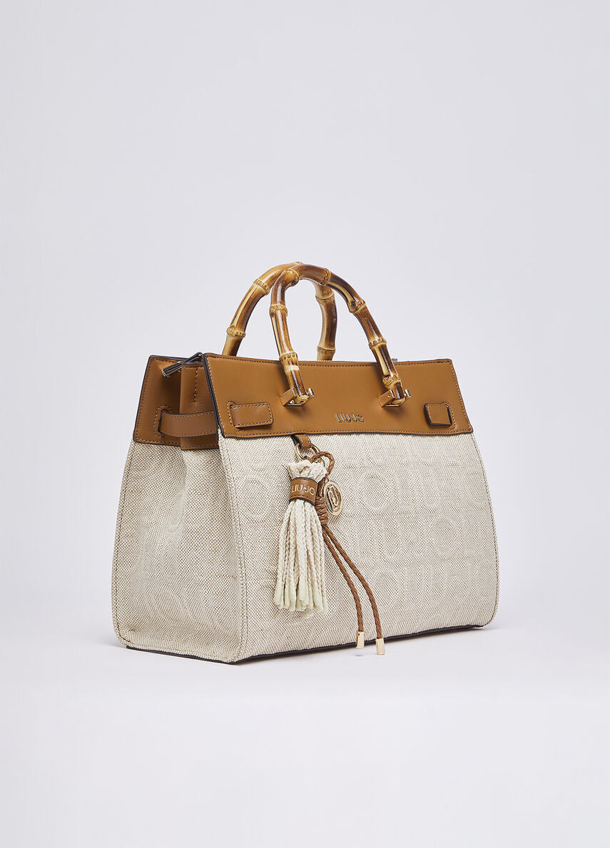 Borsa a Mano Liu Jo in Tessuto con Manici Effetto Bamboo