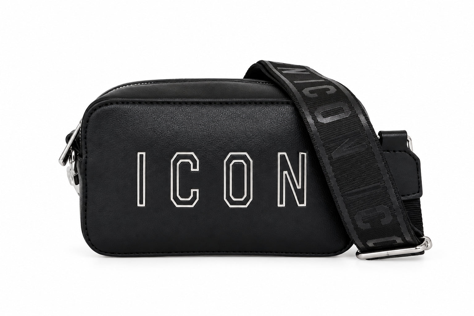 Borsa camera bag con tracolla logata e scritta