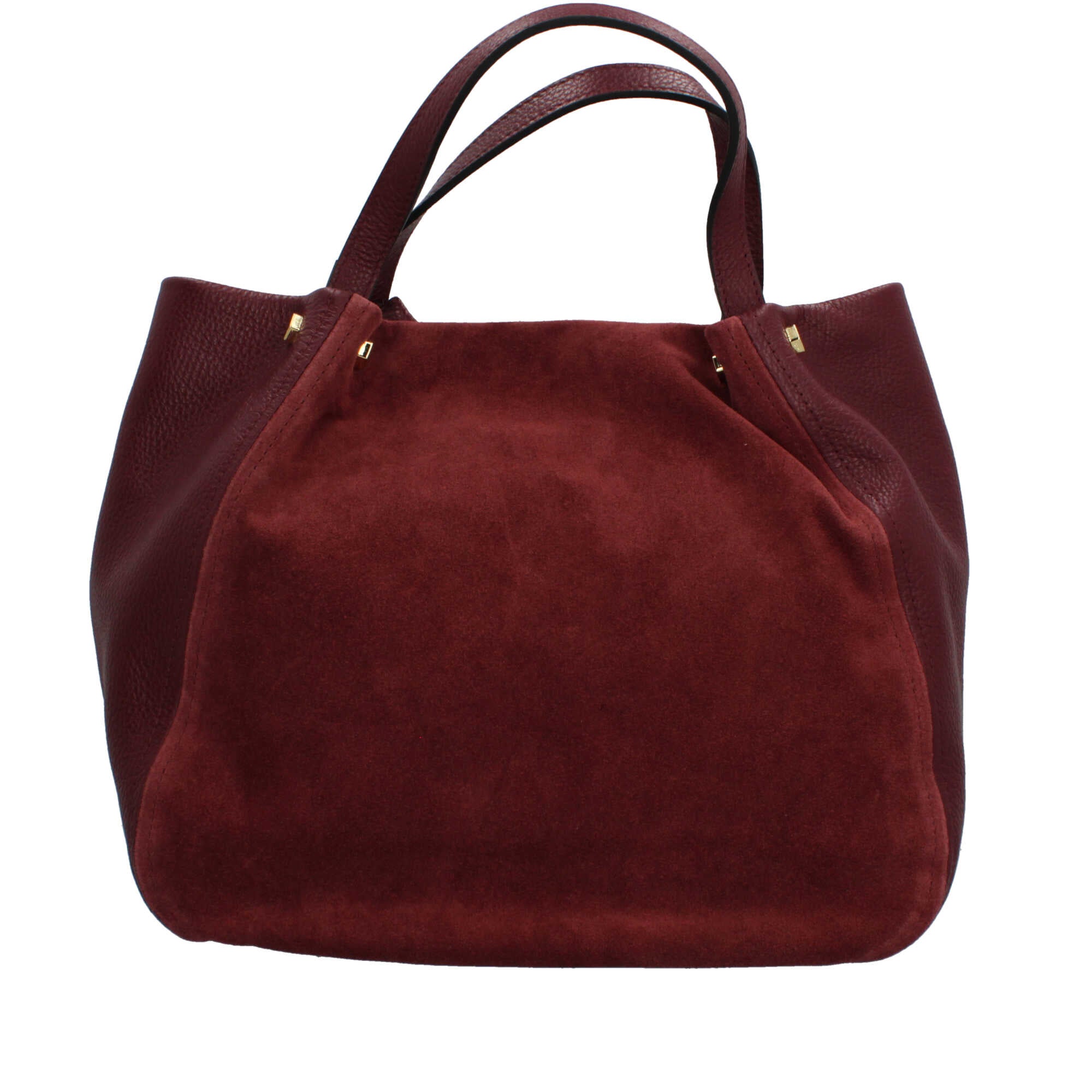 Borsa a mano Made in Italy in pelle e suede con tracolla rimovibile