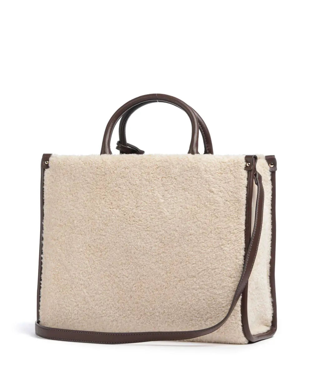 Borsa a mano Liu Jo in shearling con logo Marrone TU | Giò Fashion