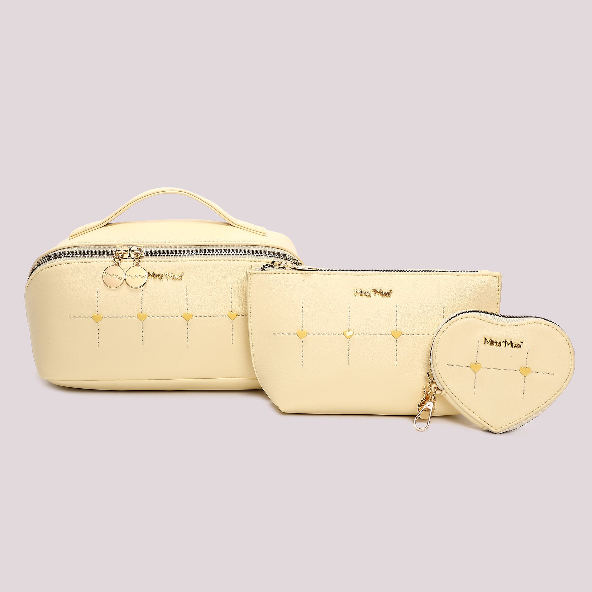 Set beauty donna Mimi Mua con pochette e portamonete coordinati design romantico GIALLO CHIARO TU | Giò Fashion
