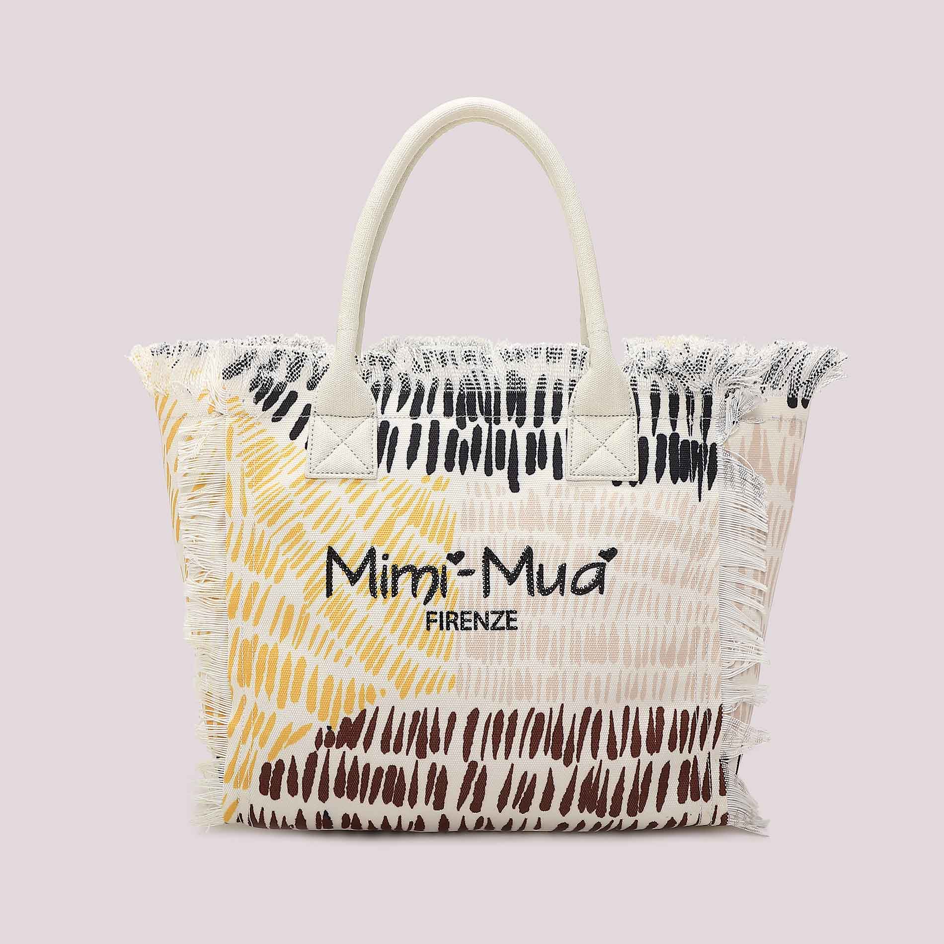 Mimi Mua borsa mare in tessuto con frange e stampa logo