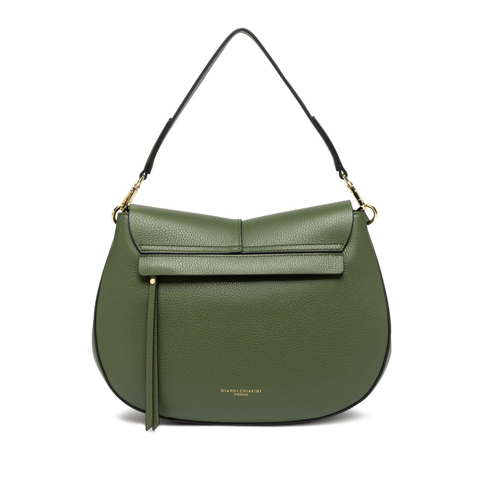 Borsa a spalla Gianni Chiarini Helena Round in pelle con doppia portabilità VERDE TU | Giò Fashion