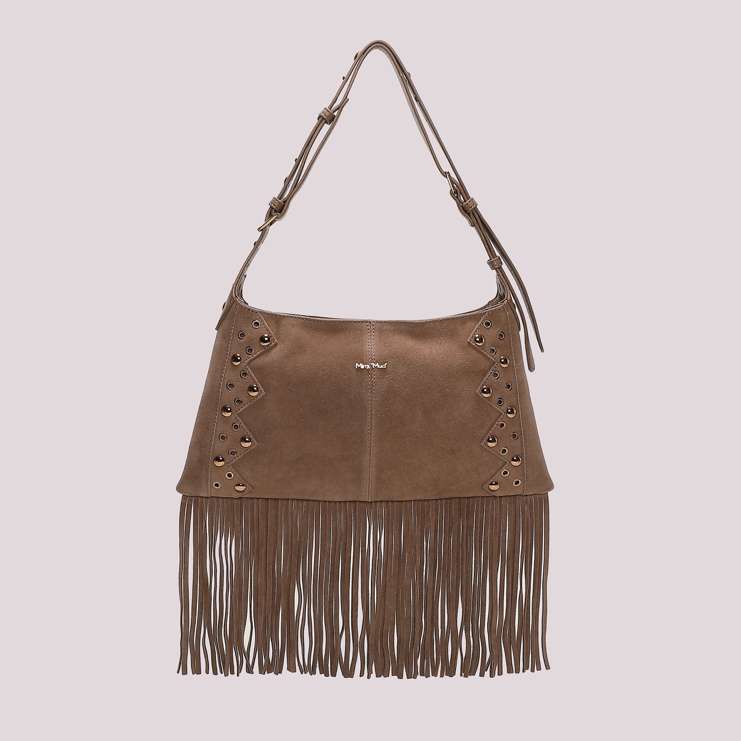 Mimi Muà Borsa a Tracolla Donna con Frange e Borchie – Borsa Casual Chic