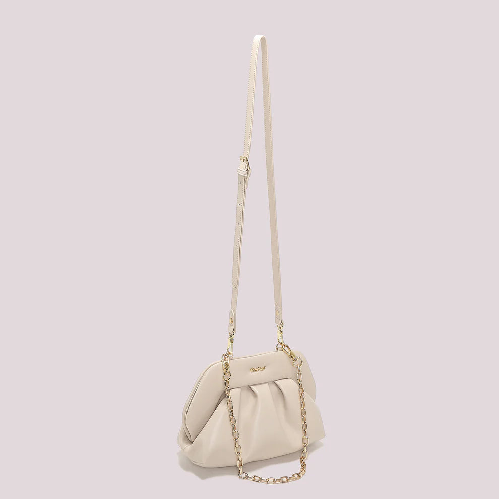 Borsa a Tracolla Donna Mimi Mua con Catena Design Morbido Elegante Beige TU | Giò Fashion