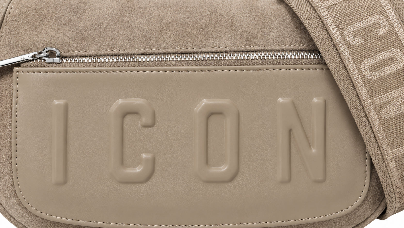 Borsa hobo effetto scamosciato con tracolla logata