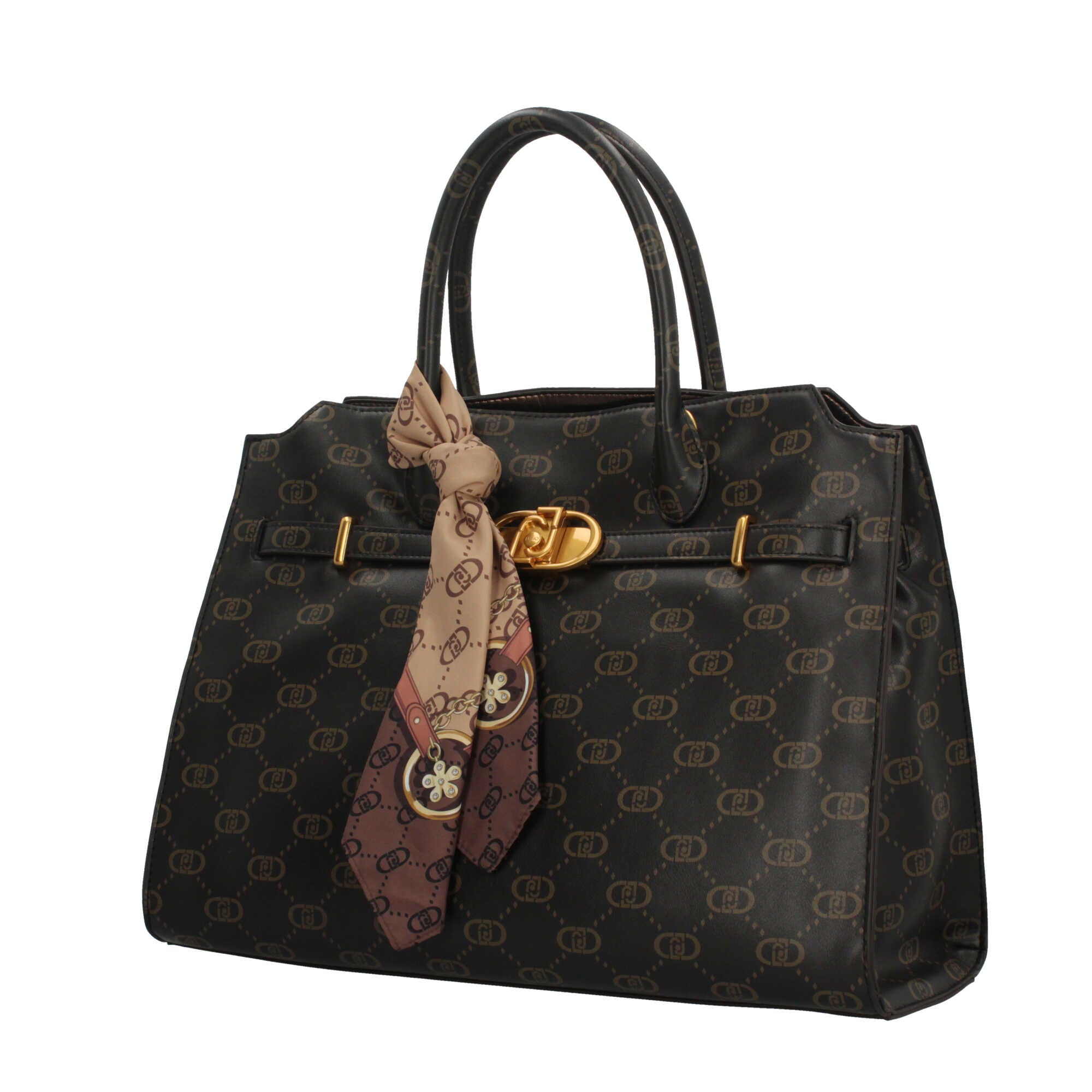 Borsa Liu Jo con Dettagli Dorati e Foulard Decorativo Nero TU | Giò Fashion