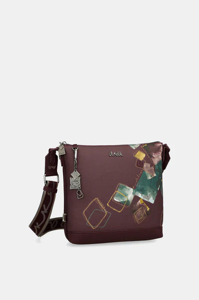 Borsa a tracolla Anekke con stampa astratta e tracolla regolabile