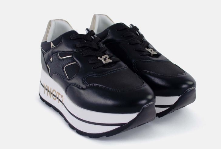 Y Not sneakers donna nere platform con zeppa interna stile urban
