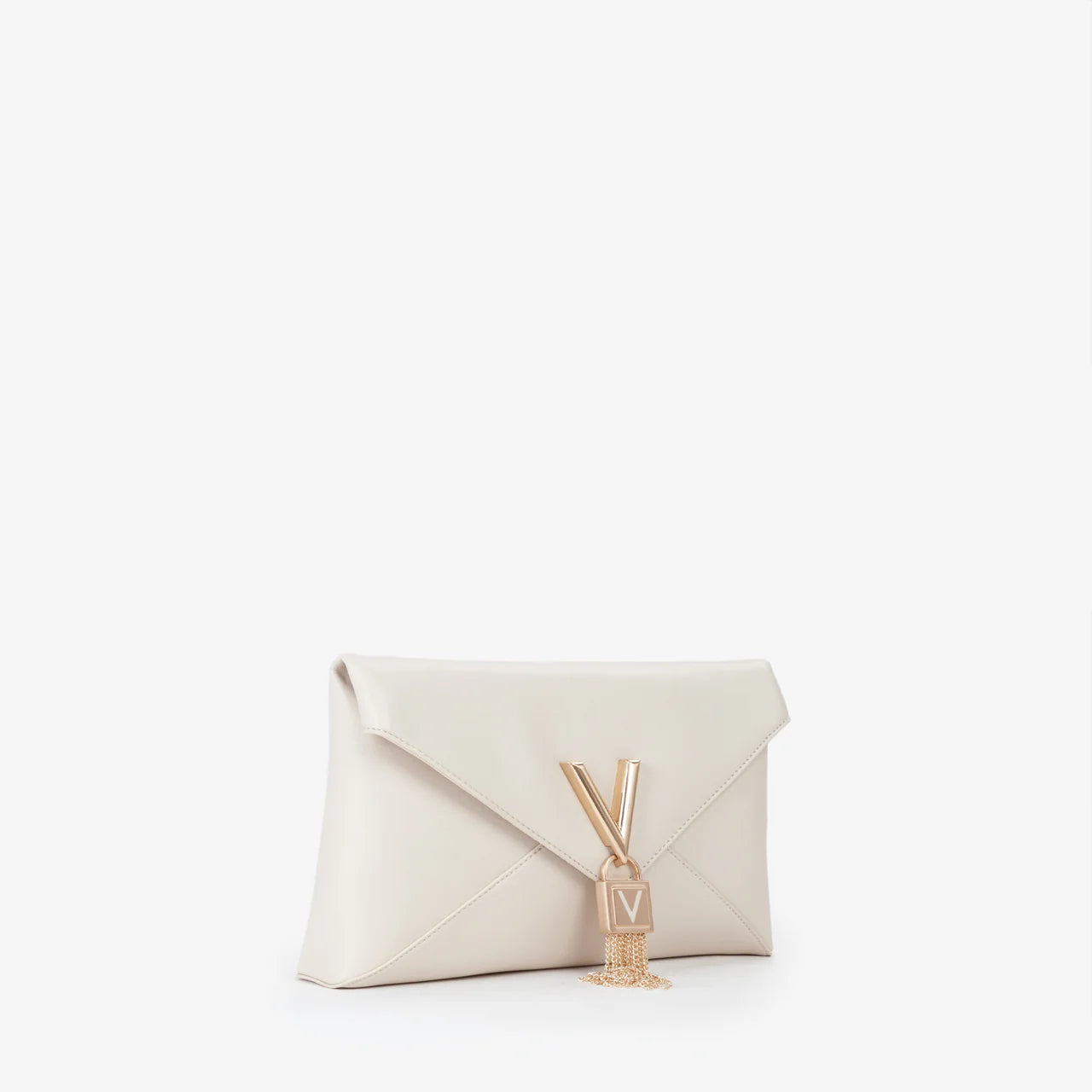 Valentino clutch donna elegante con dettaglio V e patta Avorio TU | Giò Fashion