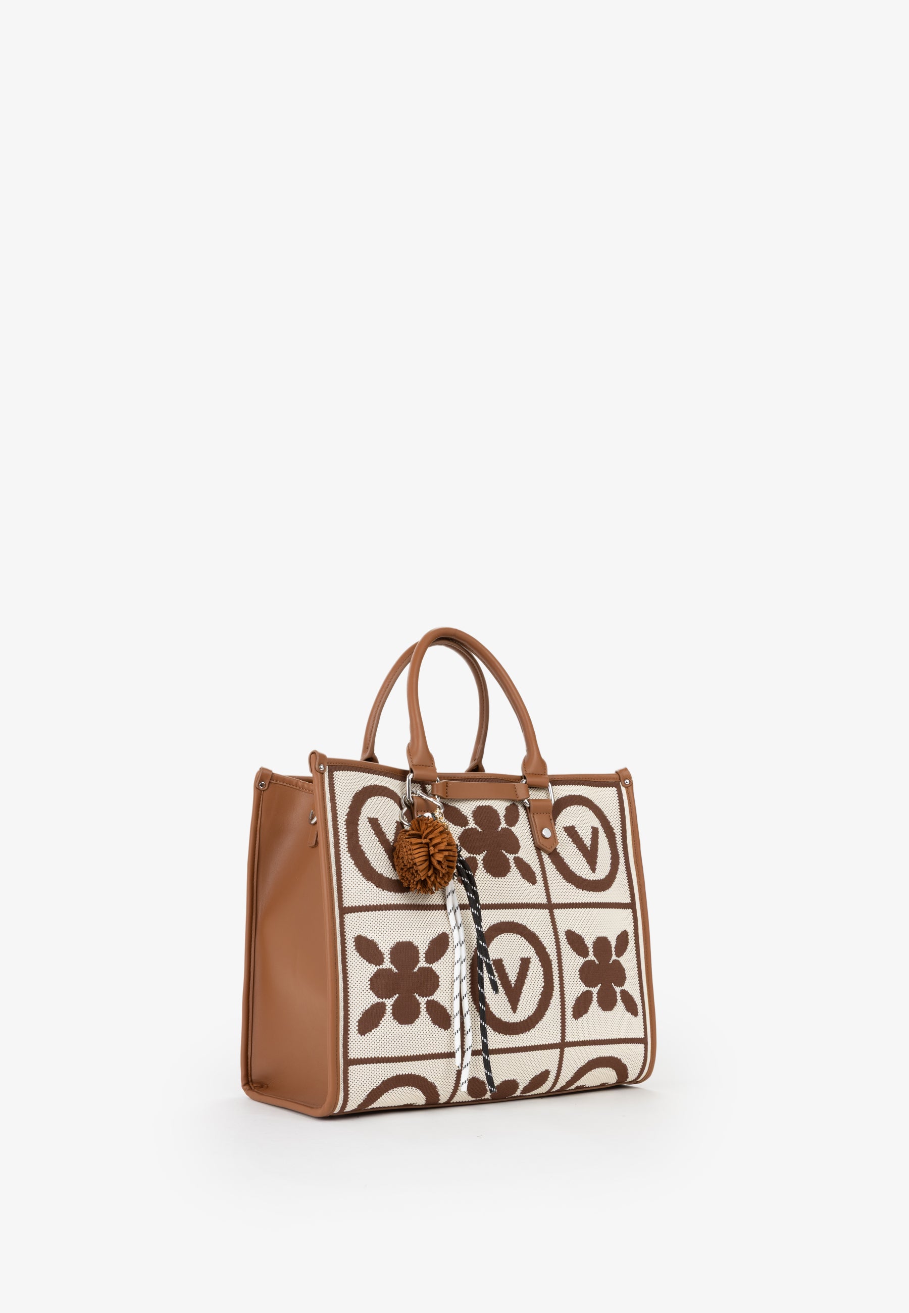 Borsa shopping donna Mario Valentino con stampa grafica e charm decorativo CUOIO/MULTICOLOR TU | Giò Fashion