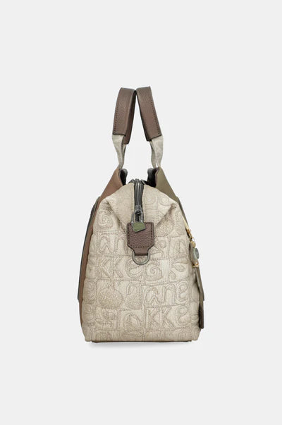 Borsa a mano Anekke con tracolla regolabile e stampa frontale distintiva Beige TU | Giò Fashion