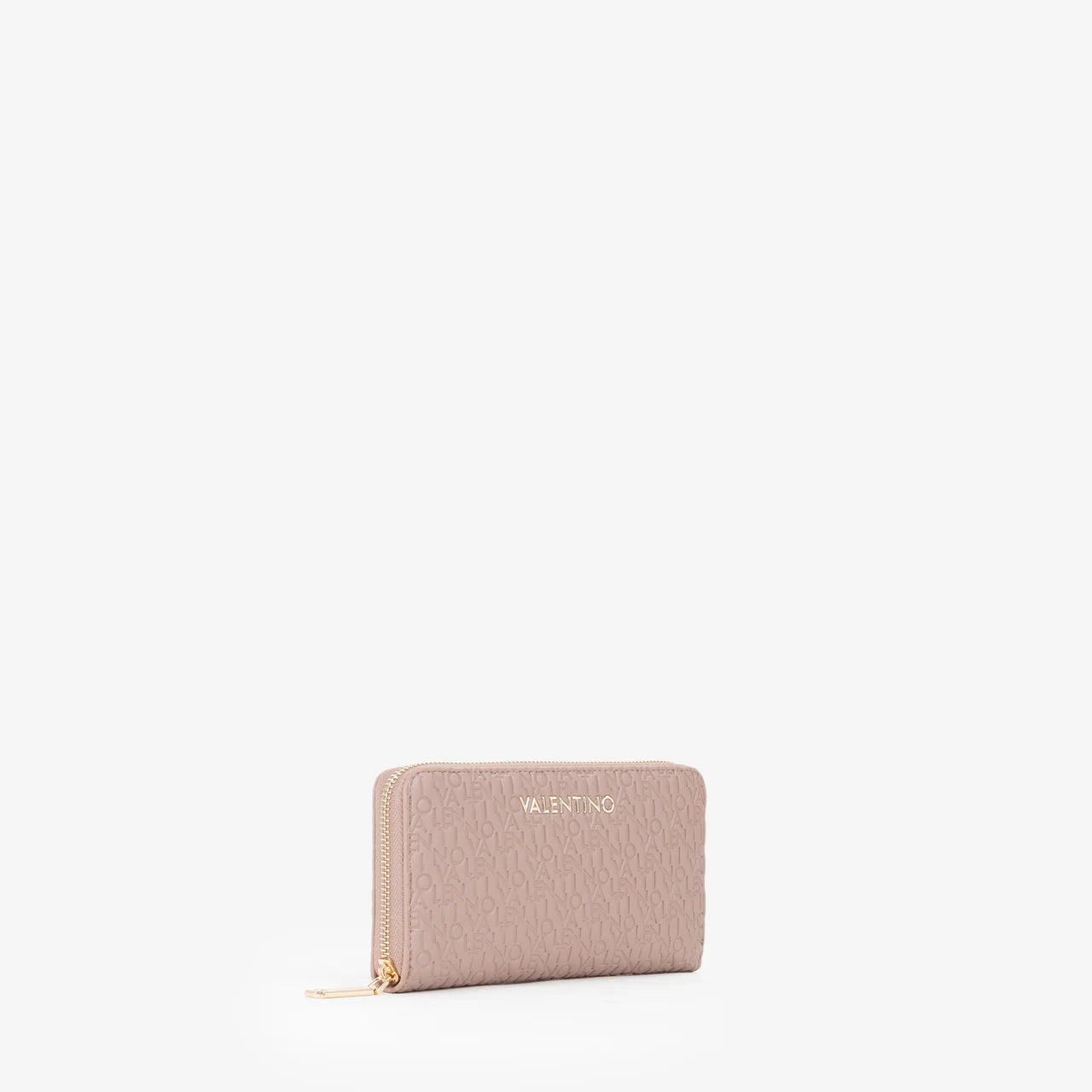 Valentino portafoglio donna zip around con logo in rilievo Beige TU | Giò Fashion