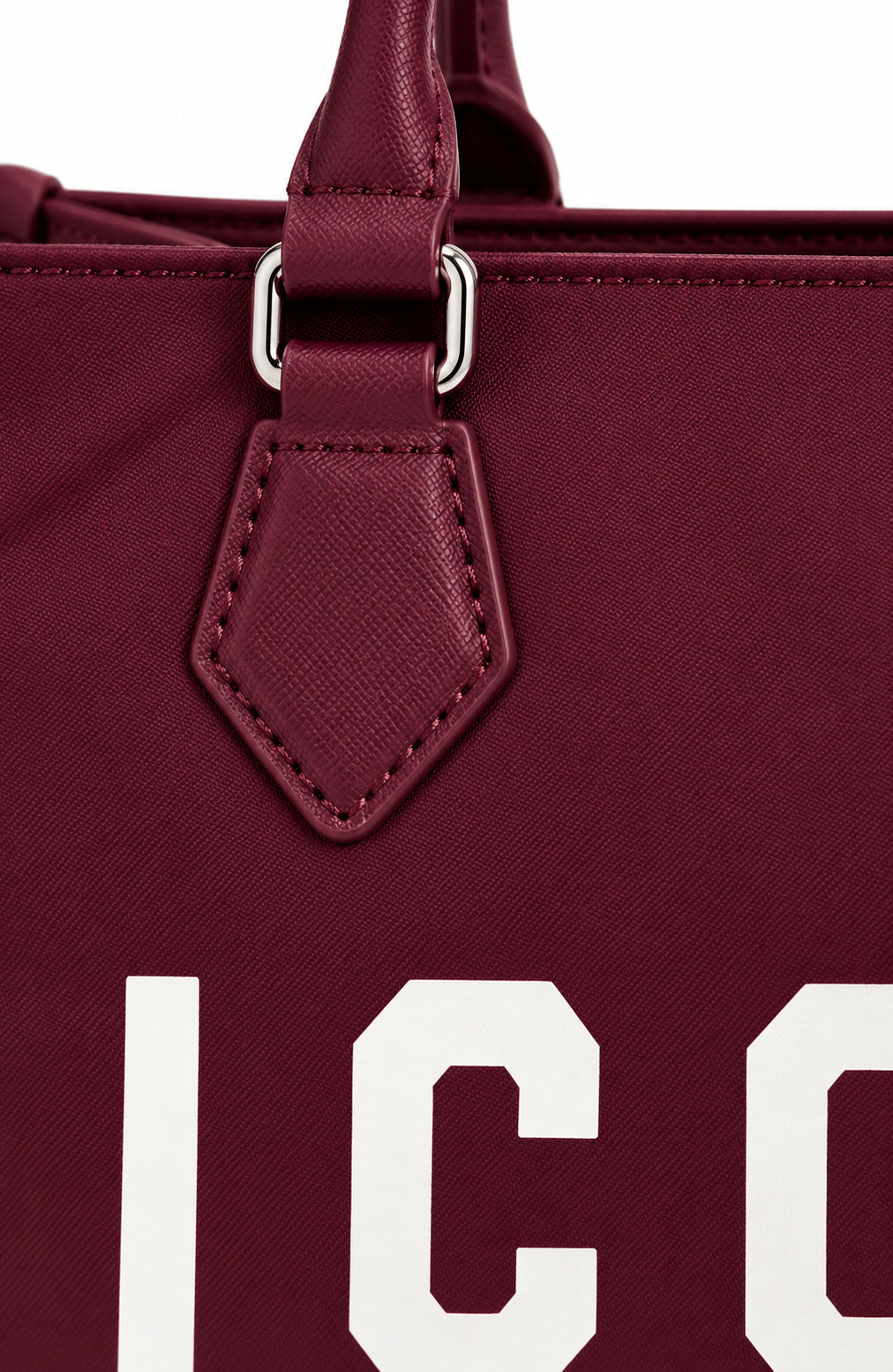 Borsa shopping piccola con maxi logo e manici corti