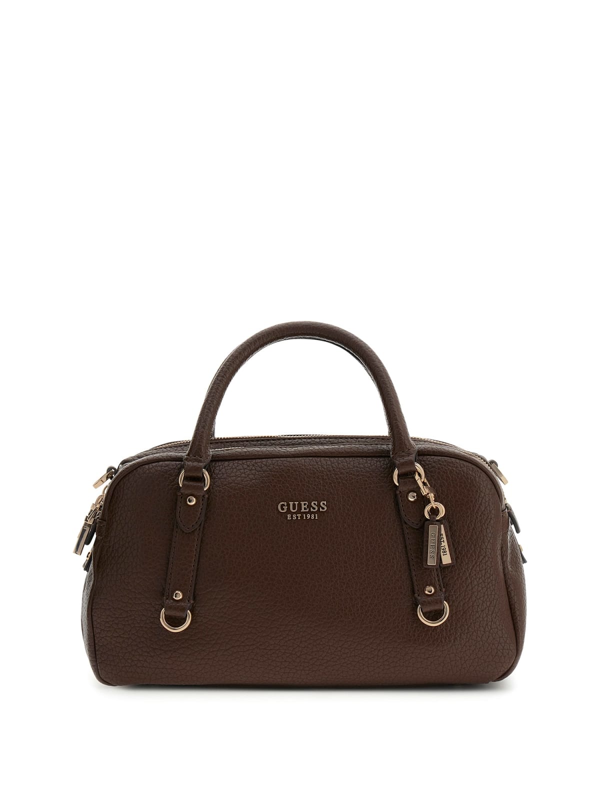 Borsa a mano Guess donna effetto pelle con doppio manico e charm logo ESPRESSO TU | Giò Fashion