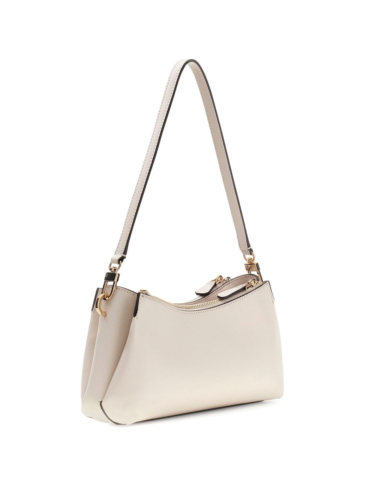 Borsa a spalla Guess donna effetto pelle con zip e logo triangolo