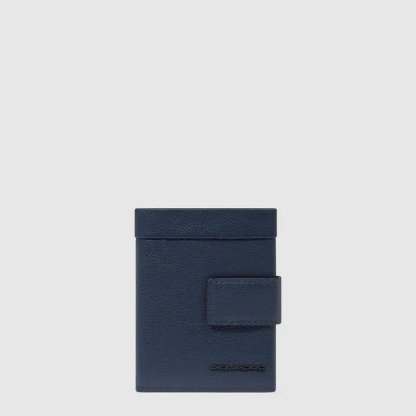 Portafoglio Piquadro in pelle con chiusura a bottone e tasca con zip BLU SCURO TU | Giò Fashion
