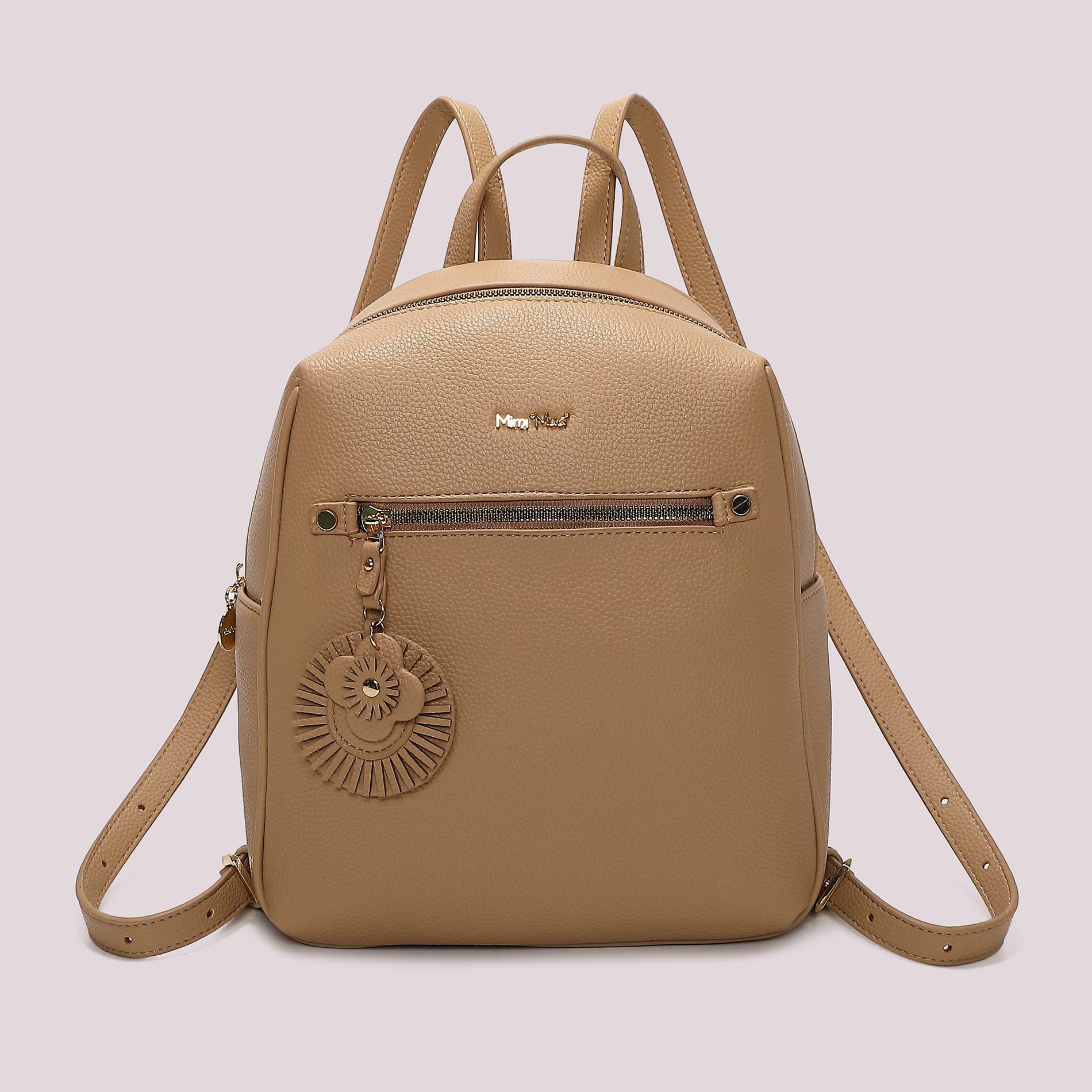 Zaino donna rosso Mimi Mua con tasca frontale e charm decorativo