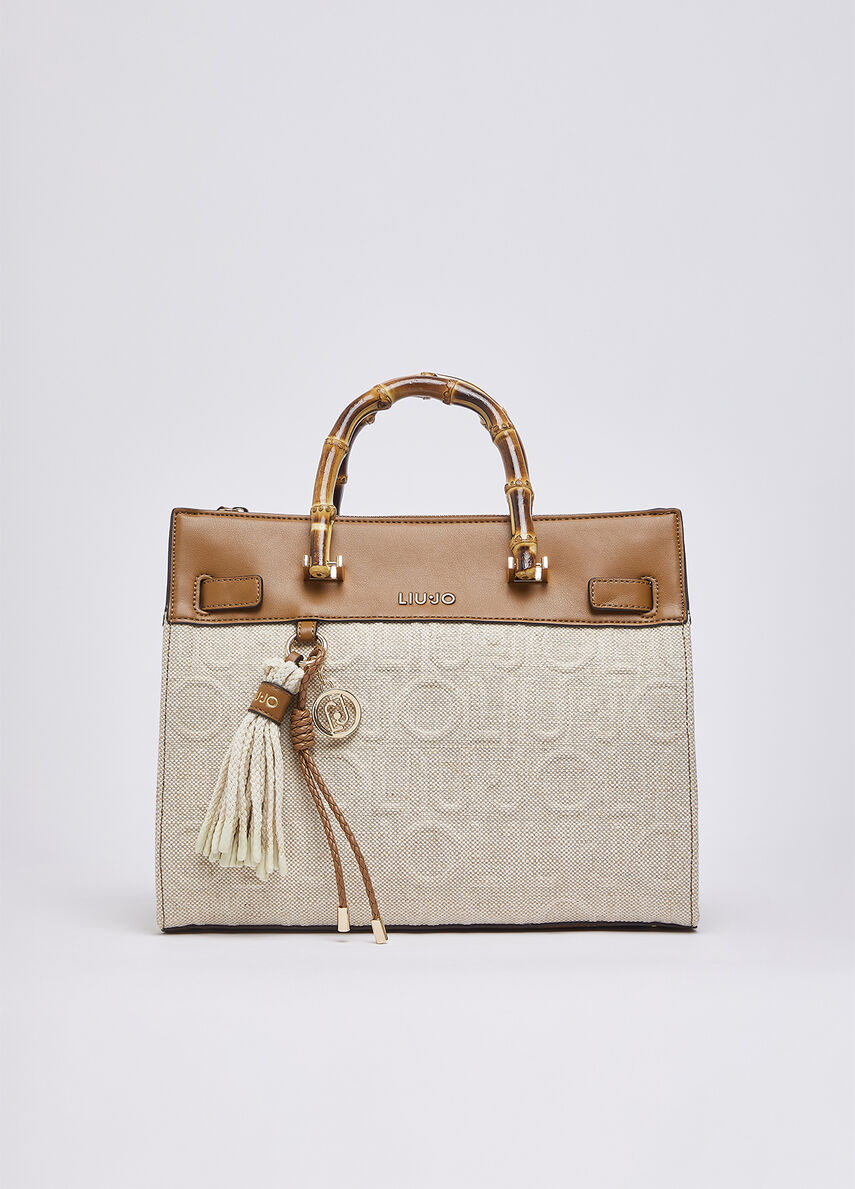 Borsa a Mano Liu Jo in Tessuto con Manici Effetto Bamboo