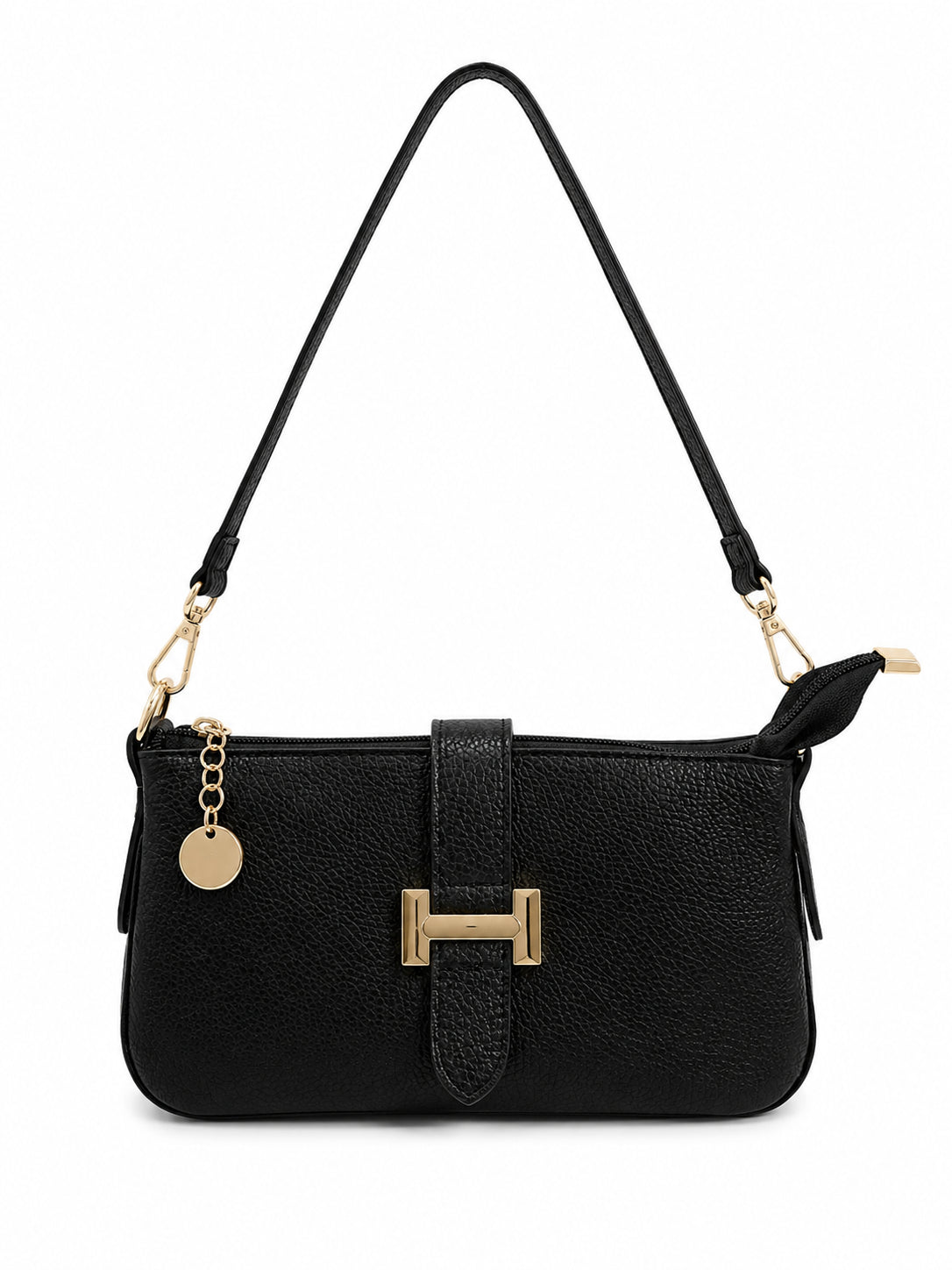Borsa a Tracolla Vera Pelle Donna Compatta con Chiusura Decorativa