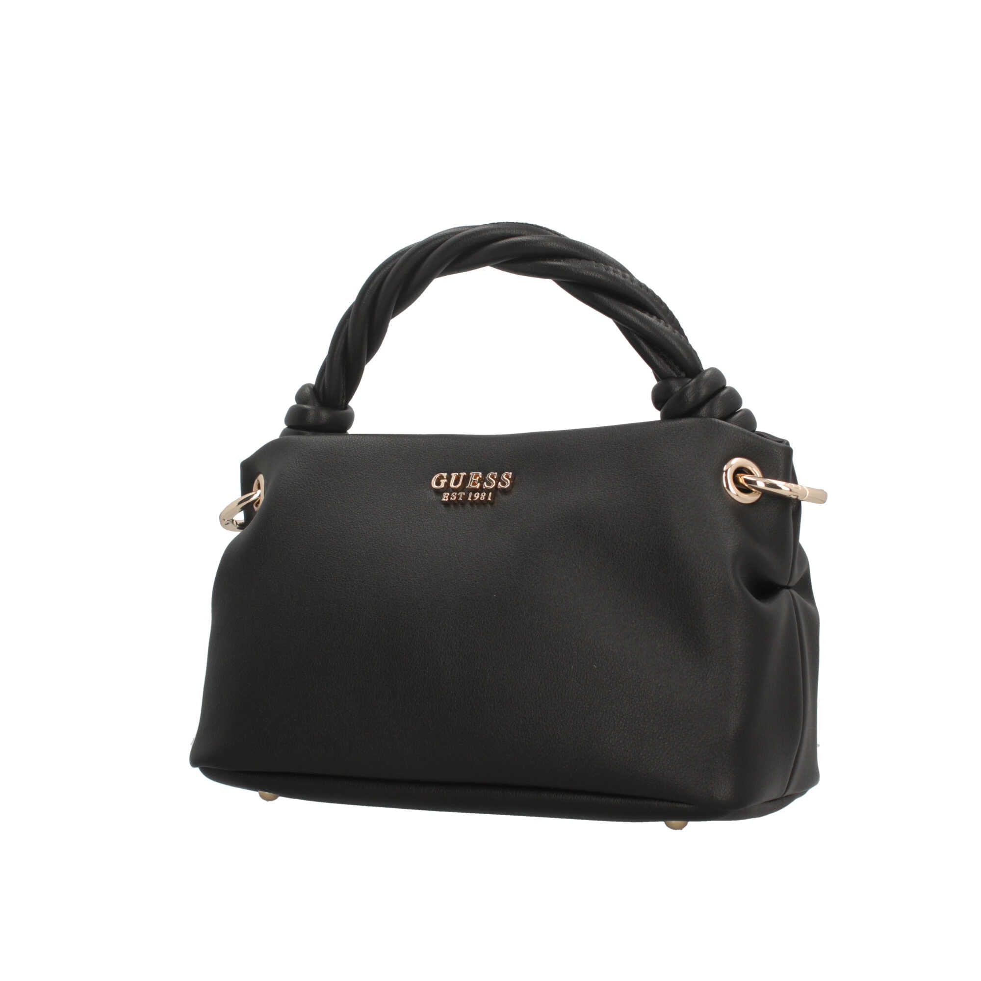 Borsa a mano Guess con manico intrecciato e logo in metallo