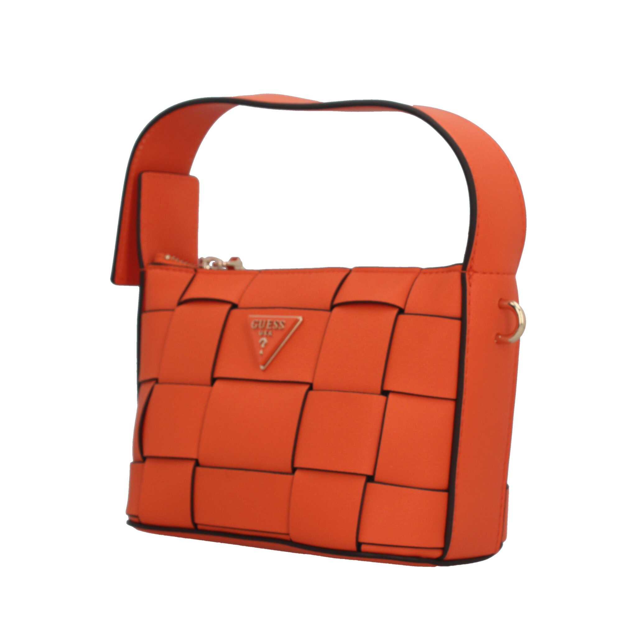 Borsa a spalla Guess intrecciata con logo frontale Arancione TU | Giò Fashion