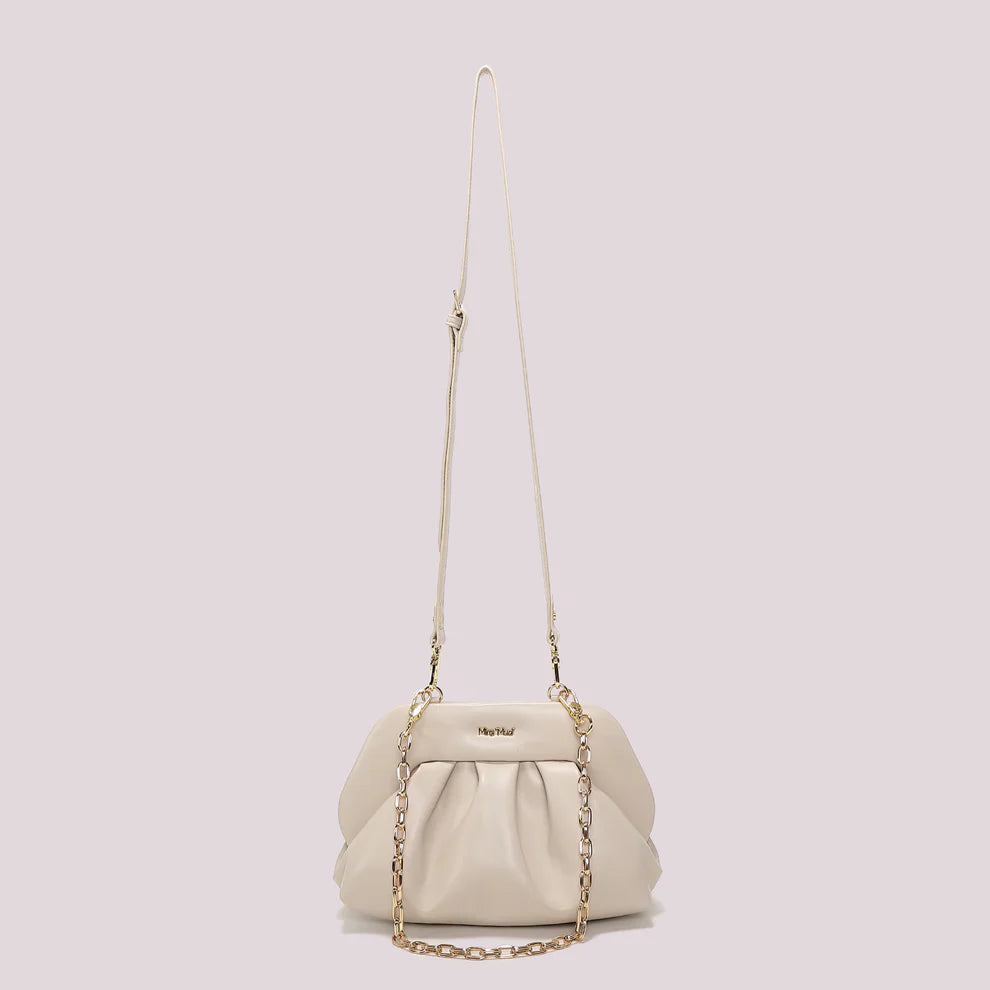 Borsa a Tracolla Donna Mimi Mua con Catena Design Morbido Elegante Beige TU | Giò Fashion
