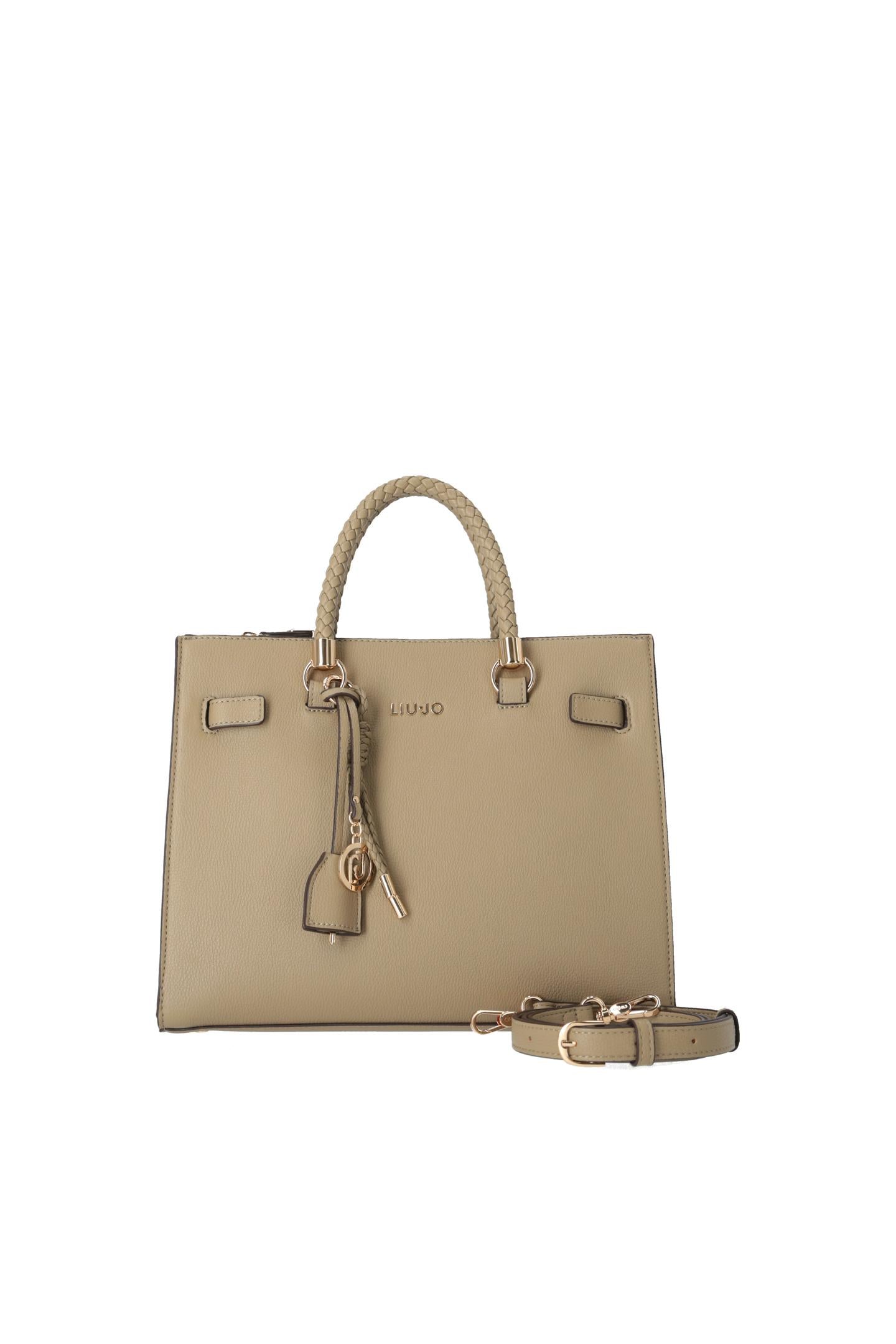 Borsa a mano Liu Jo con manici intrecciati e tracolla removibile Mud TU | Giò Fashion