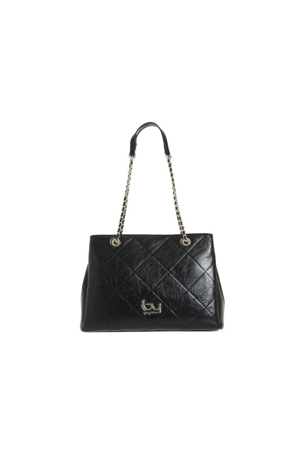 By Byblos borsa shopper trapuntata con manici a catena NERO TU | Giò Fashion