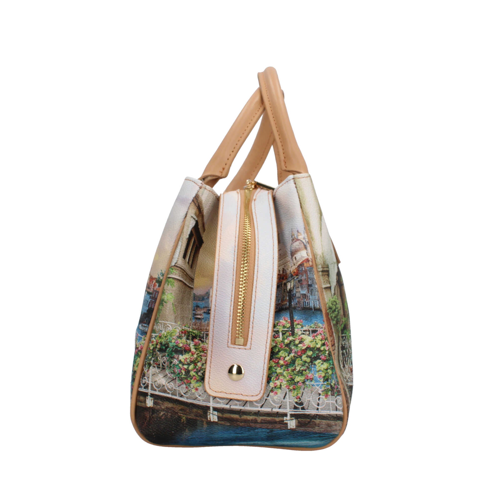 Borsa YNot Milano a mano con stampa FLOWERY CANAL TU | Giò Fashion