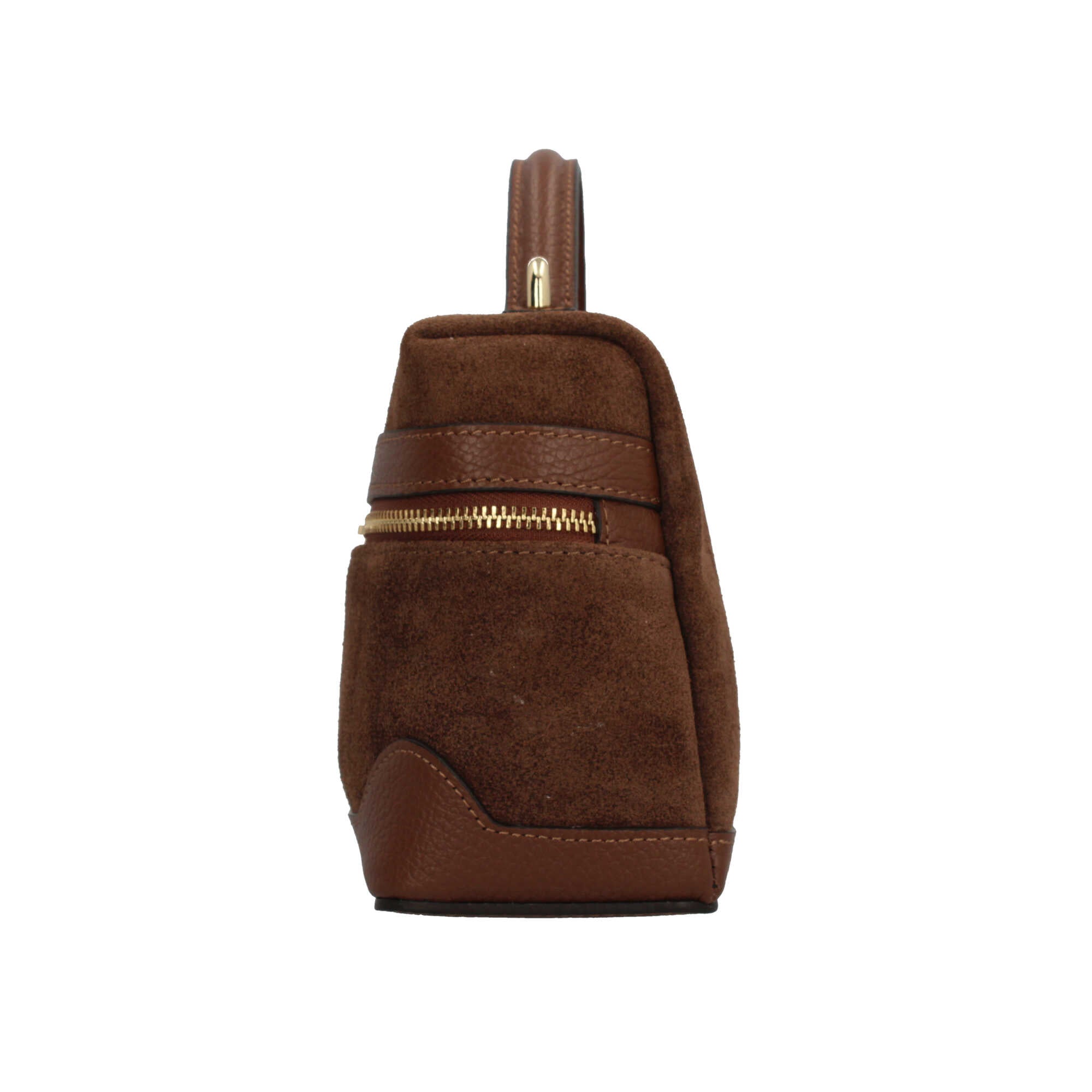 Borsa a mano in vera pelle scamosciata Made in Italy Marrone TU | Giò Fashion