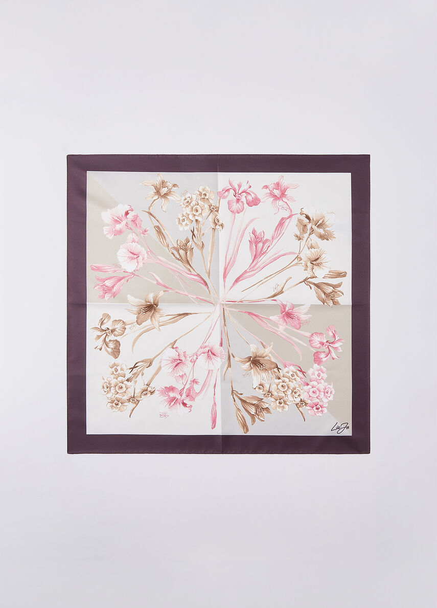 Foulard Liu Jo elegante con stampa floreale raffinata Marrone TU | Giò Fashion