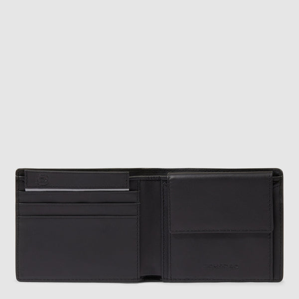 Portafoglio uomo Piquadro compatto in pelle con porta monete NERO TU | Giò Fashion