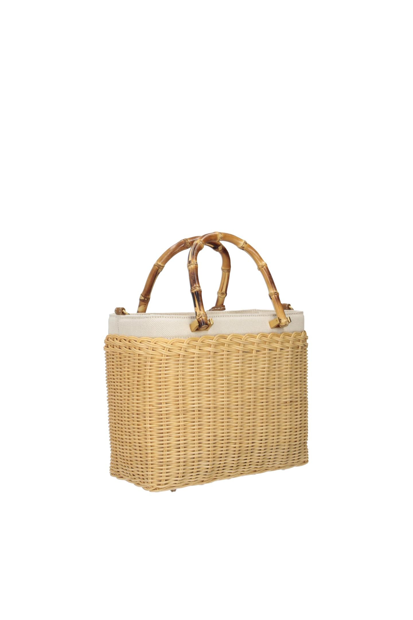 Borsa a mano Liu Jo effetto paglia con manici bamboo e tracolla Naturale TU | Giò Fashion