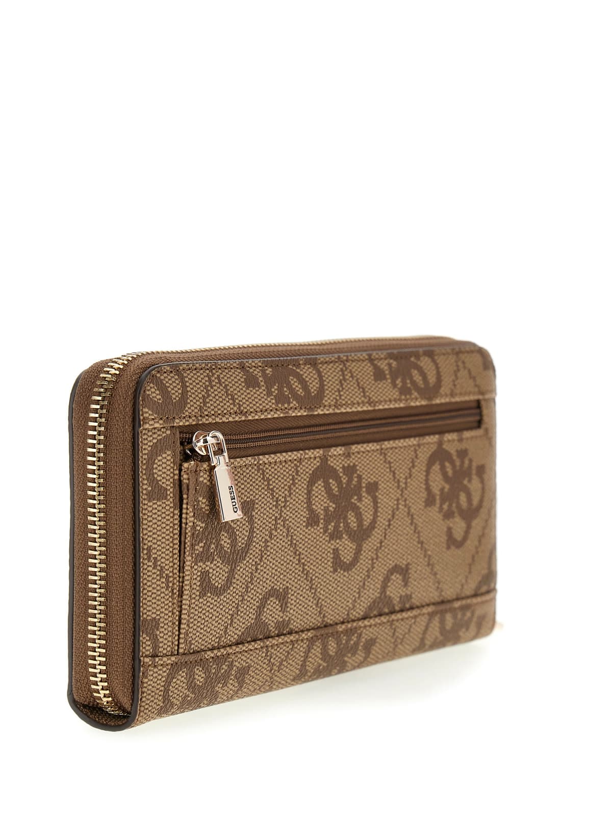 Portafoglio Guess donna zip around logo all over con morsetto LATTE LOGO TU | Giò Fashion