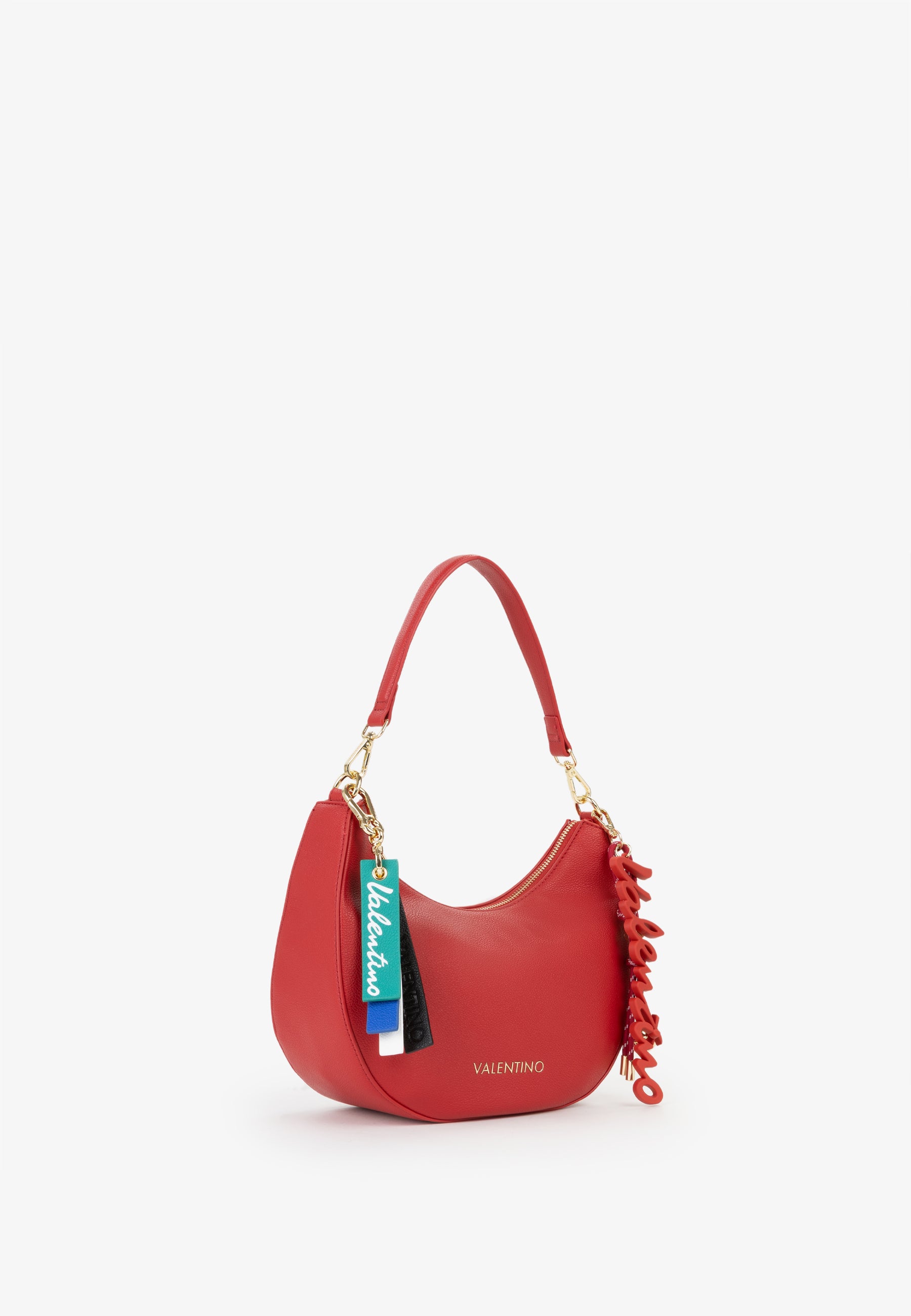 Borsa a spalla donna Mario Valentino compatta con silhouette arrotondata e dettagli iconici Rosso TU | Giò Fashion