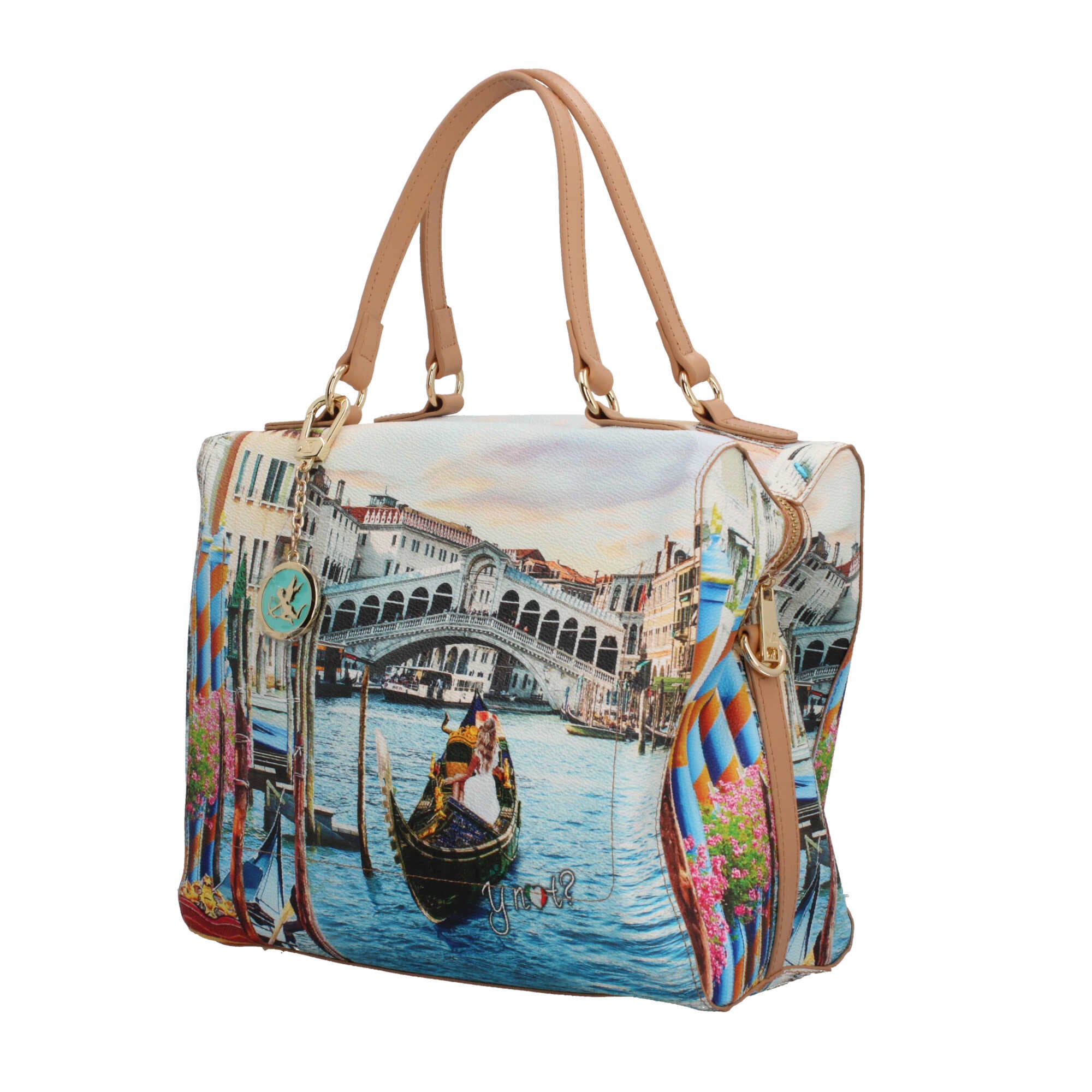 Borsa bauletto YNot con stampa artistica e tracolla regolabile