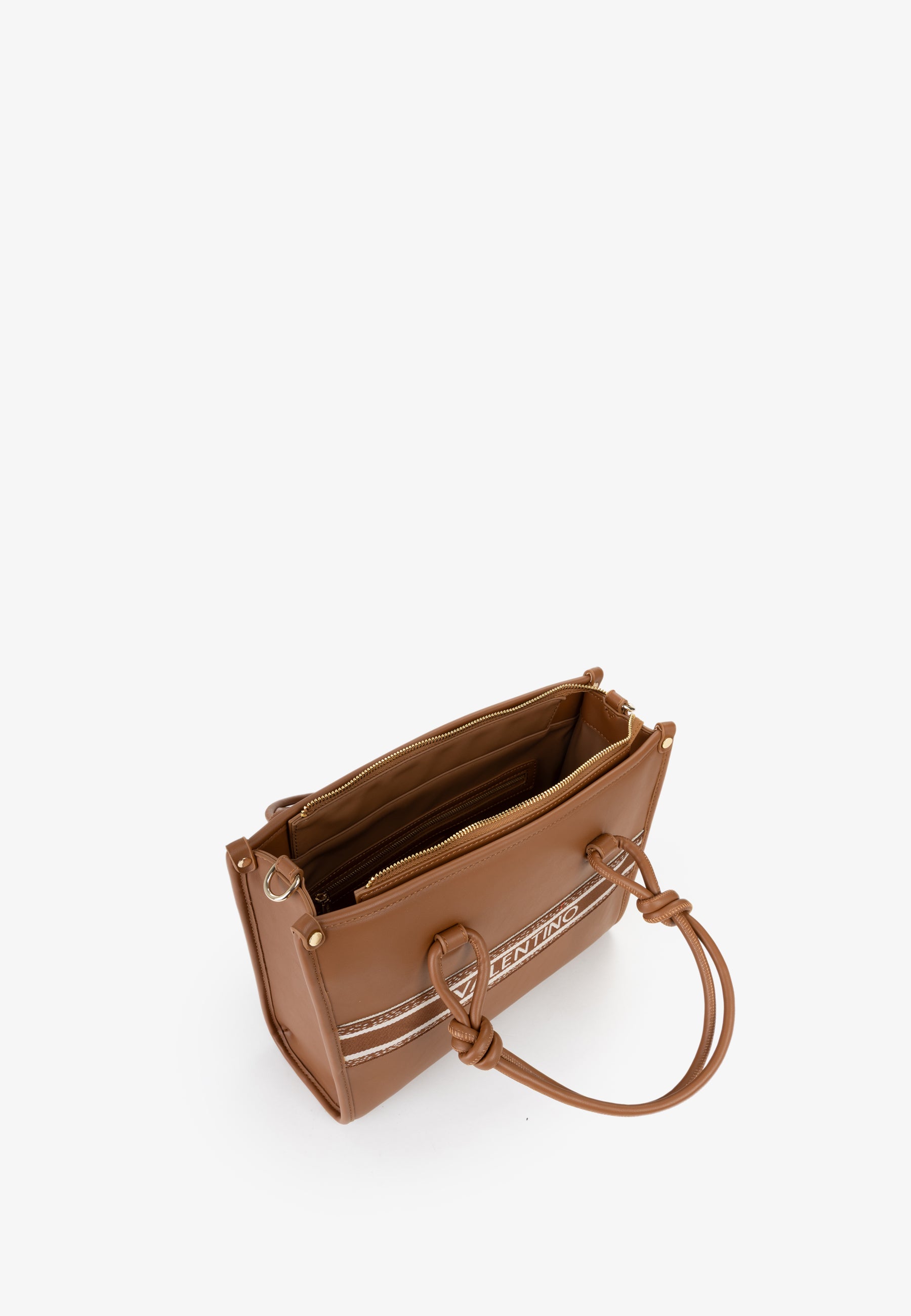 Borsa a mano donna Mario Valentino con tracolla logata e design strutturato Cuoio TU | Giò Fashion