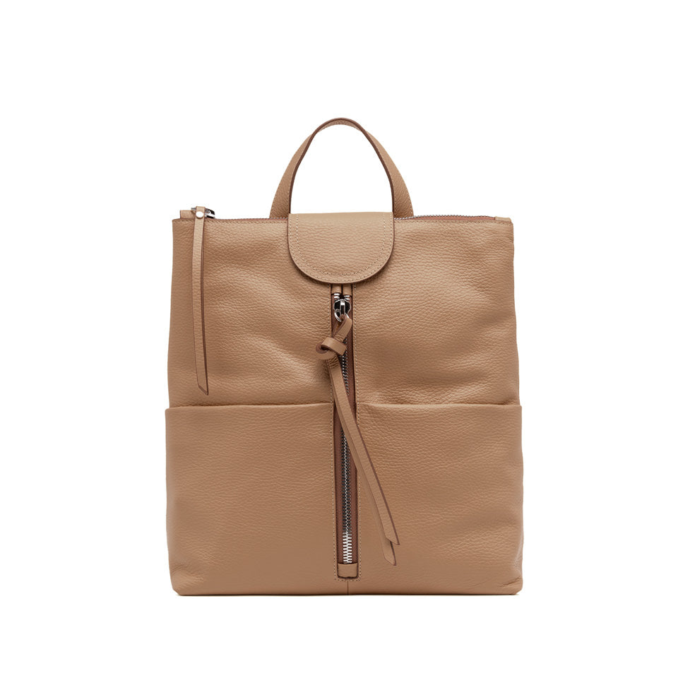 Zaino Gianni Chiarini Giada in pelle con zip frontale TAN TU | Giò Fashion