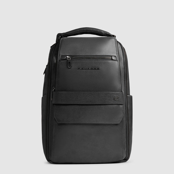 Zaino Piquadro in pelle porta PC 14 pollici con comparto viaggio e doppio scomparto organizzato NERO TU | Giò Fashion