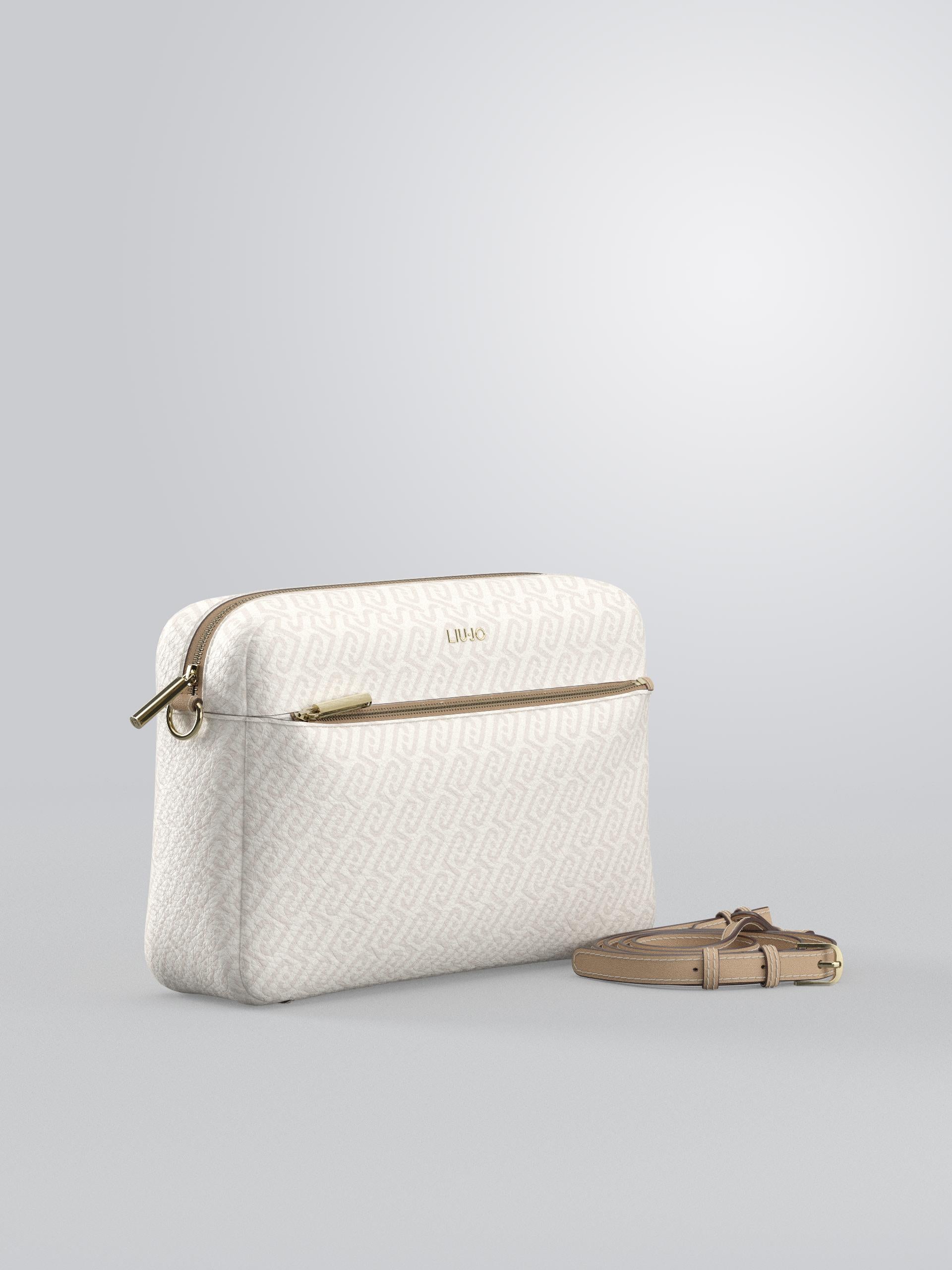 Borsa a tracolla Liu Jo elegante con logo all over e zip frontale Beige TU | Giò Fashion