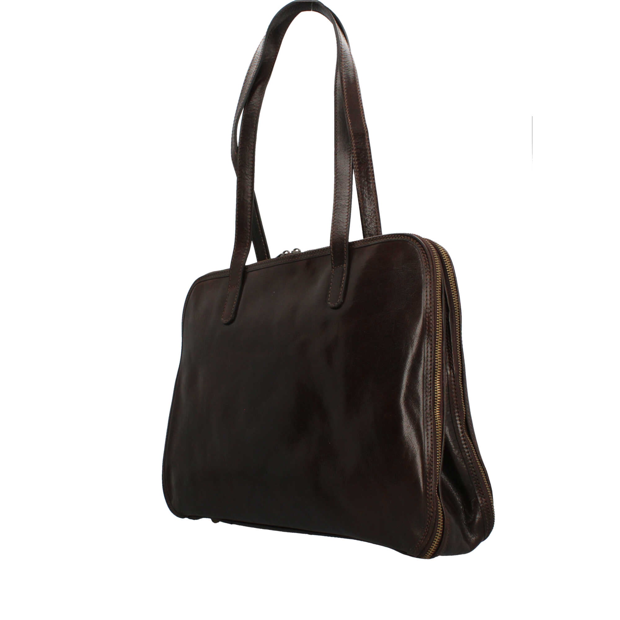 Borsa Made in Italy a mano con zip superiore e design professionale Marrone TU | Giò Fashion
