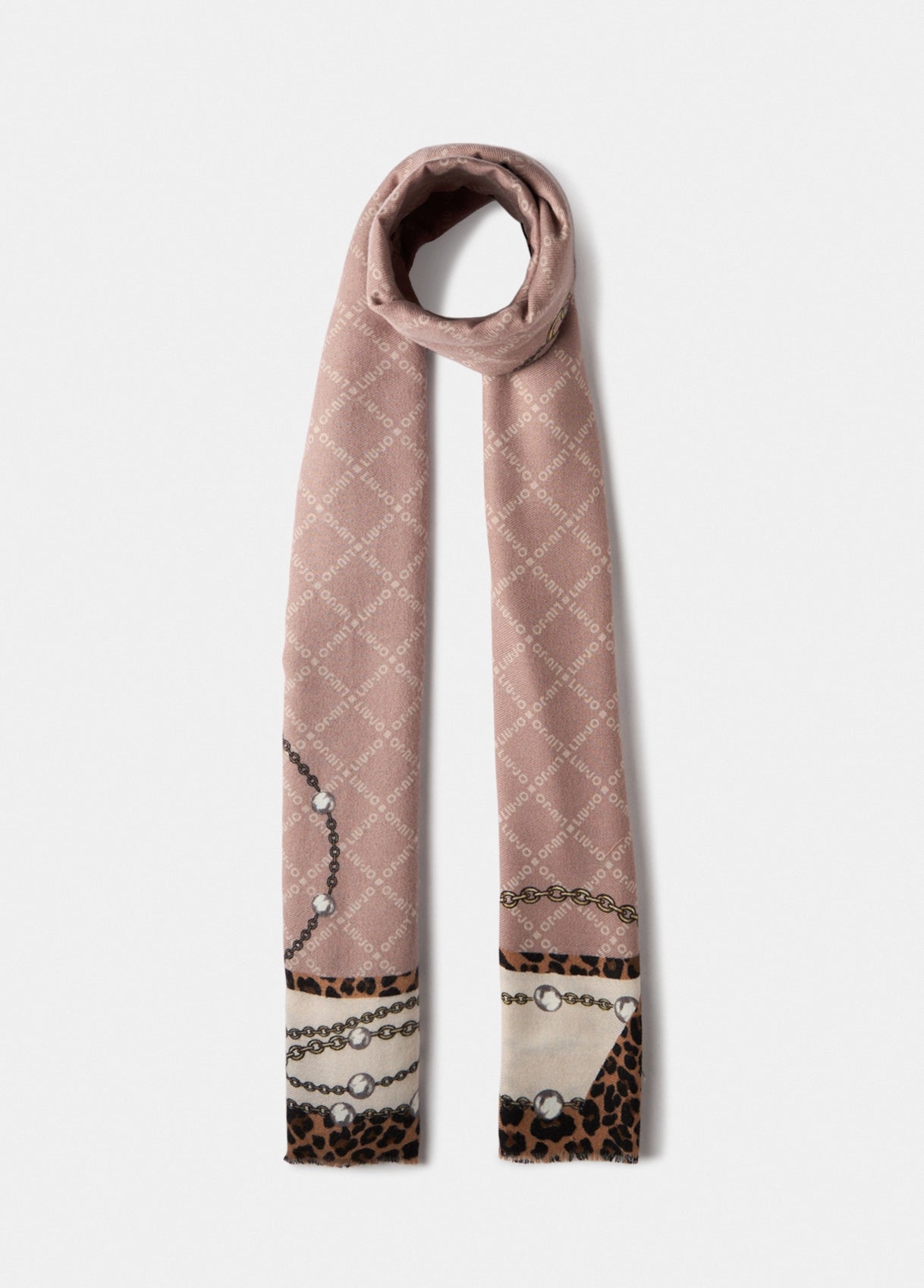 Liu Jo foulard rettangolare con stampa animalier e catene