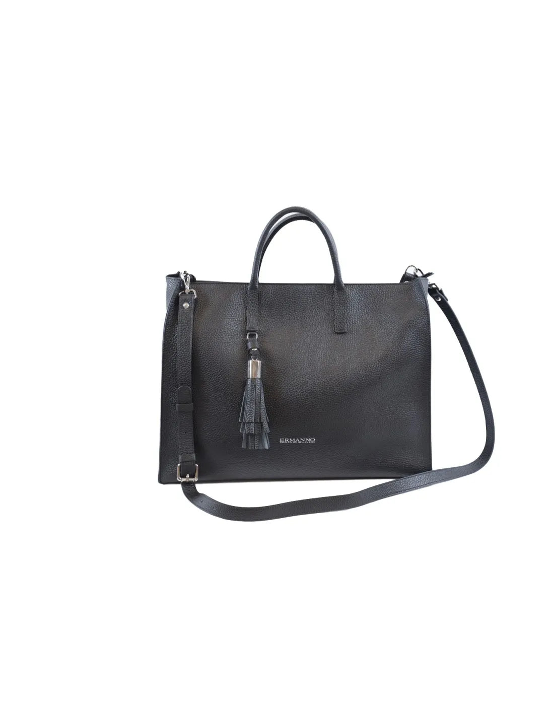 Borsa a mano Ermanno Scervino in pelle con nappina e tracolla NERO TU | Giò Fashion