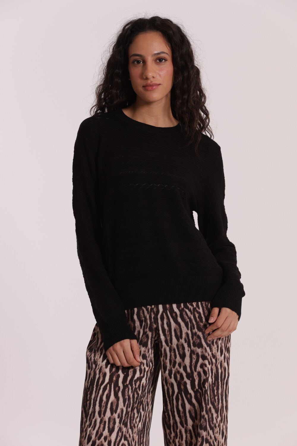 Maglia Mimi Mua con lavorazione traforata NERO XL | Giò Fashion