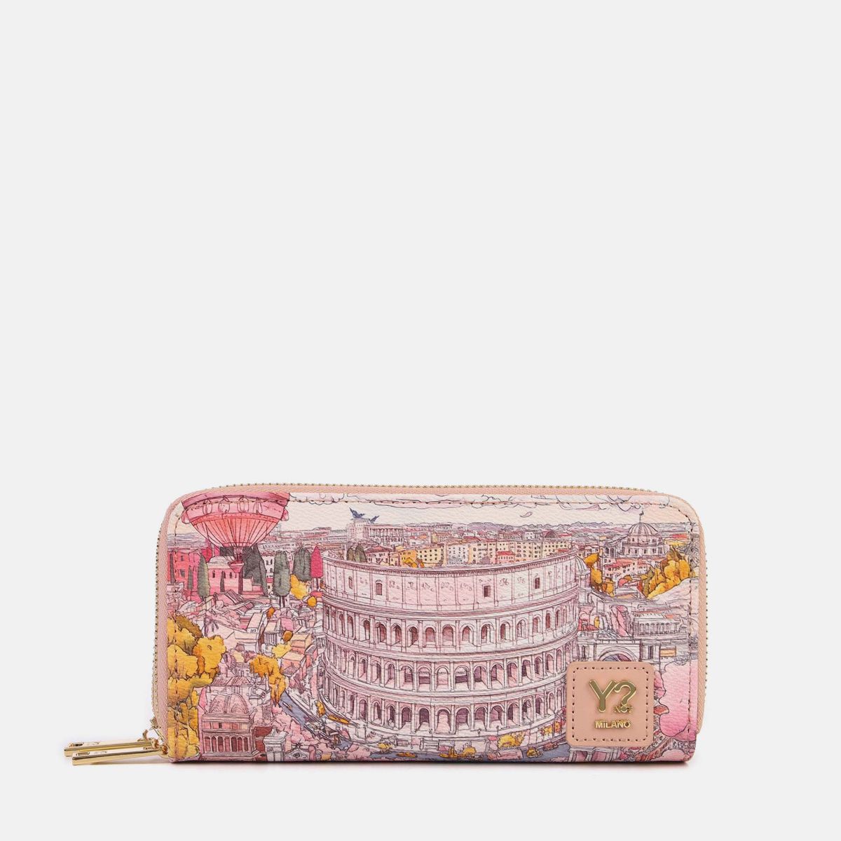 Portafoglio Donna Ynot? Fashionopoly London con Zip in Ecopelle Stampata