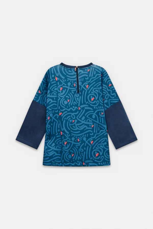 Anekke t shirt donna manica lunga con stampa grafica frontale moderna Blu S/M | Giò Fashion